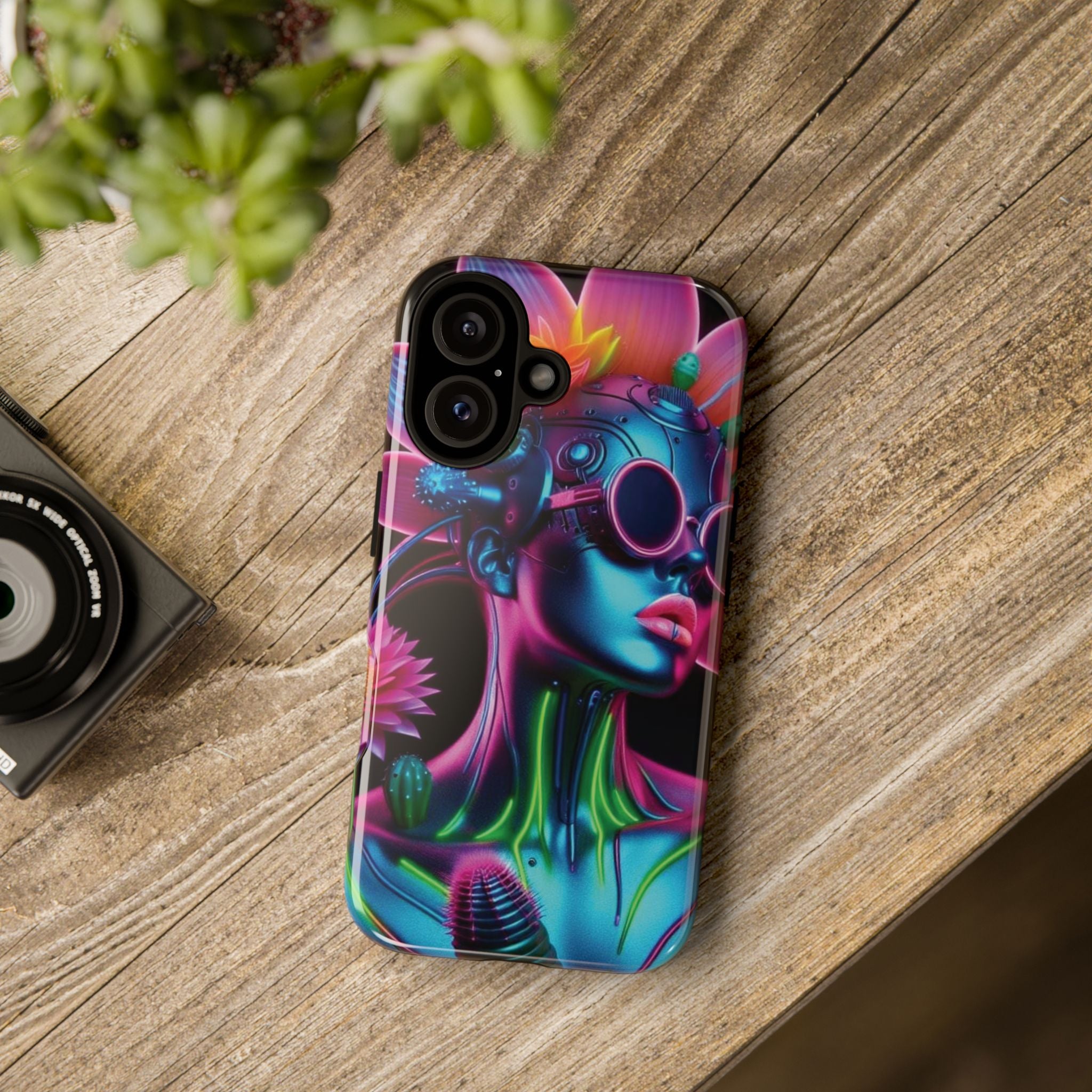 Neon Androgen Cactus Flower Tough Phone Case for iPhone, Galaxy, or Google Pixel
