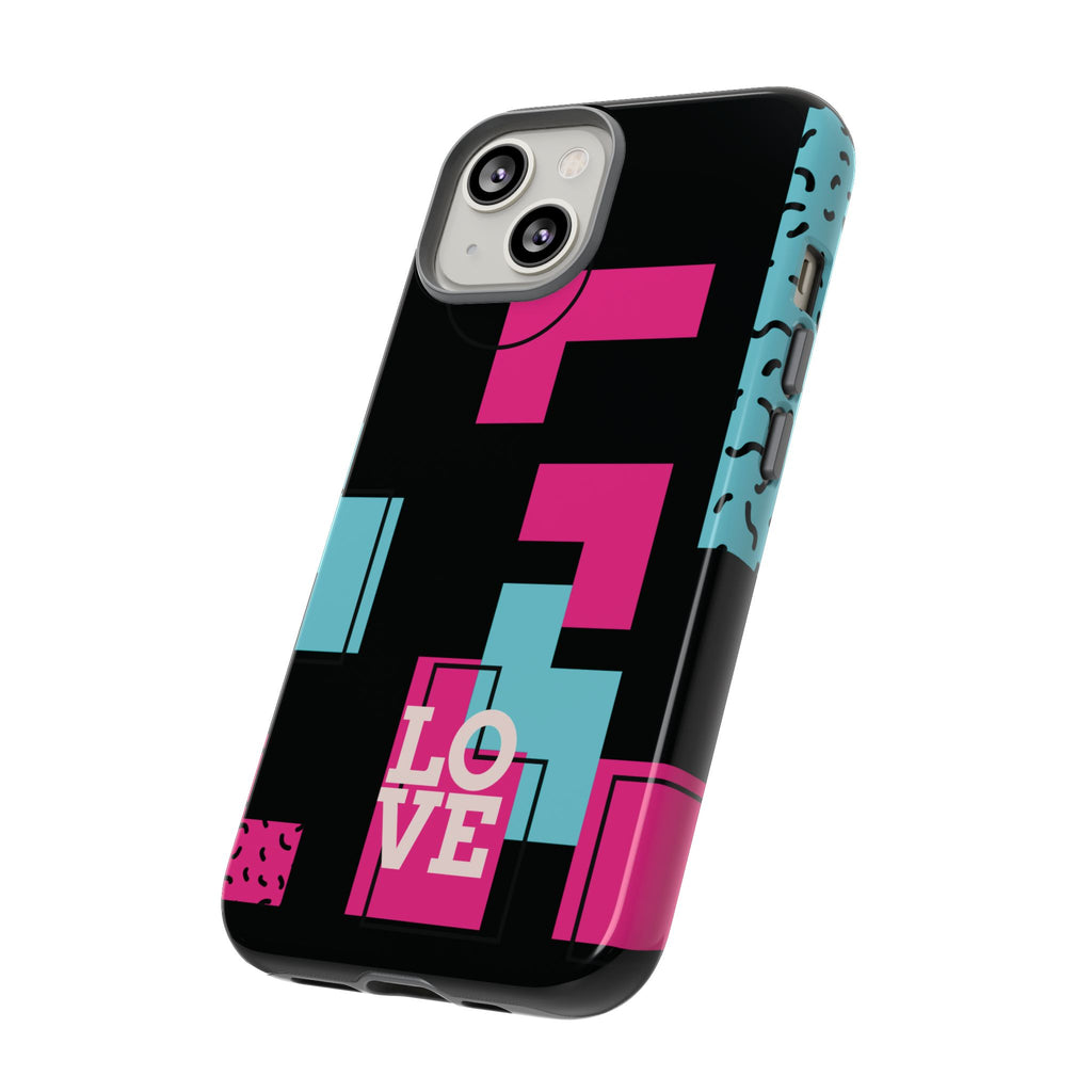 Retro Blocks LOVE Tough Case for iPhone, Galaxy or Google Pixel