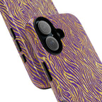 Vibrant Purple Gold Zebra Tough Phone Case iPhone, Galaxy, or Google Pixel