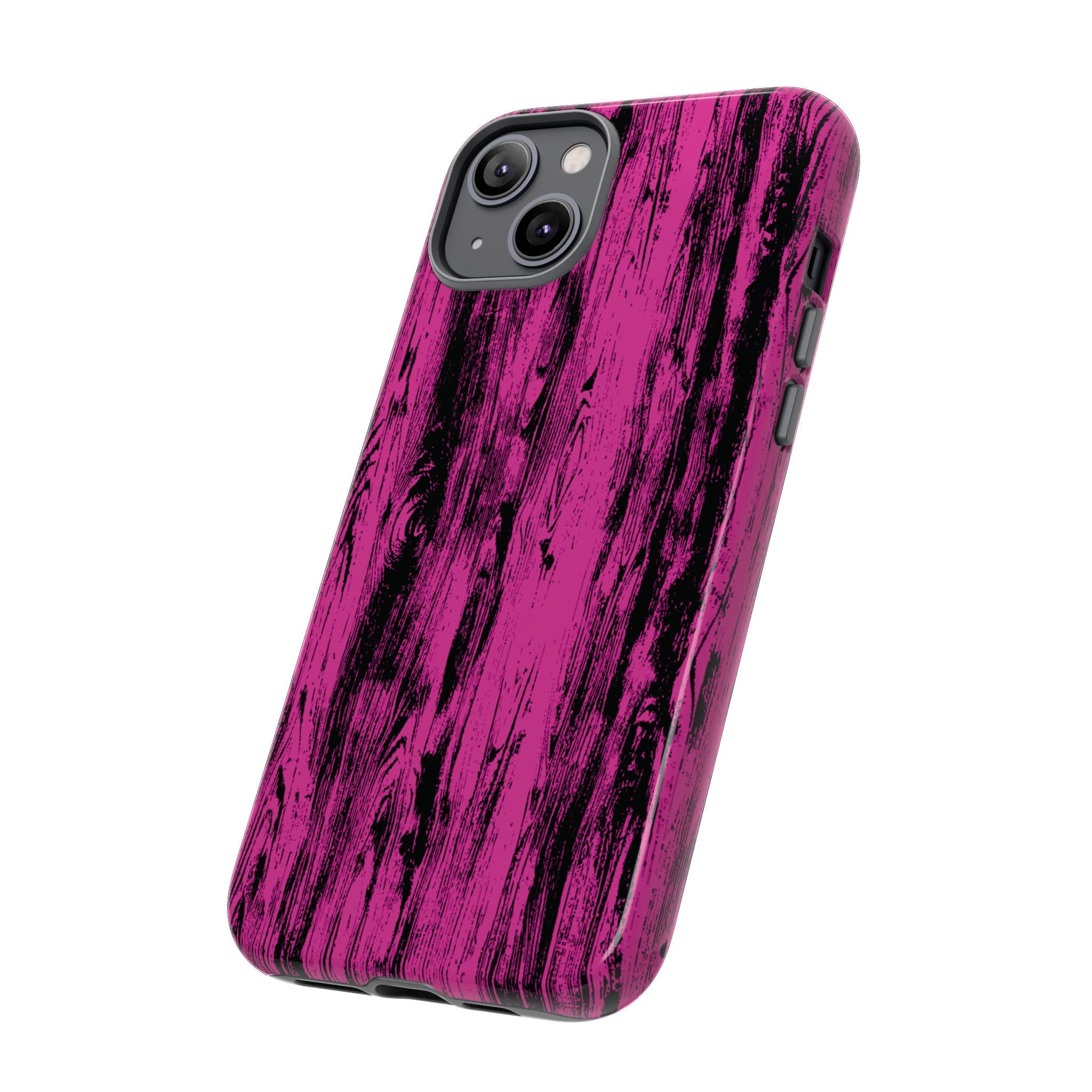 Hot Pink wood print Design Tough Phone Case for iPhone, Galaxy, or Google Pixel