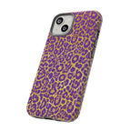 Purple Gold Leopard Tough Phone Case for iPhone, Galaxy, or Google Pixel