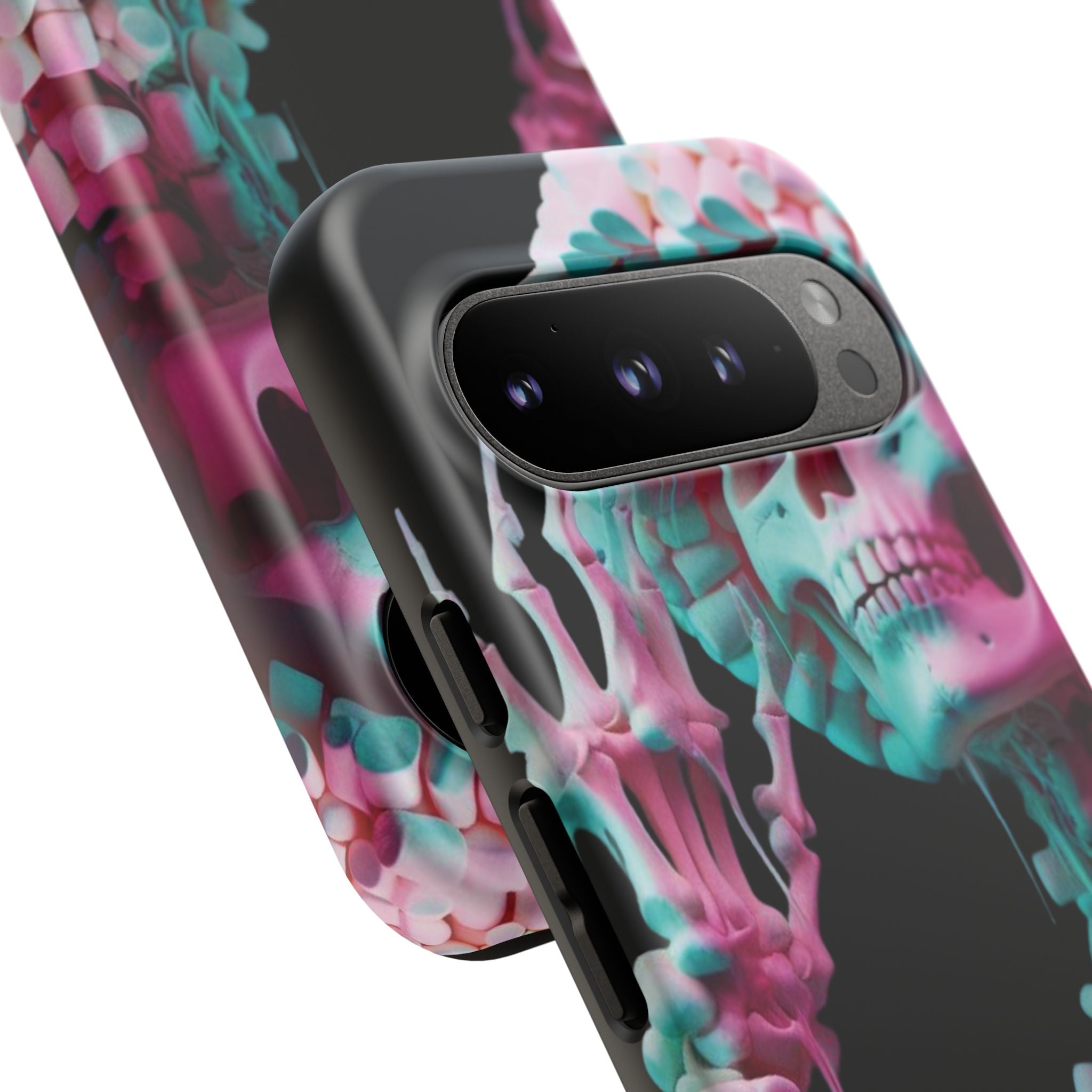 Neon Pink Skeleton (Black) Tough Phone Case for iPhone, Galaxy, or Google Pixel