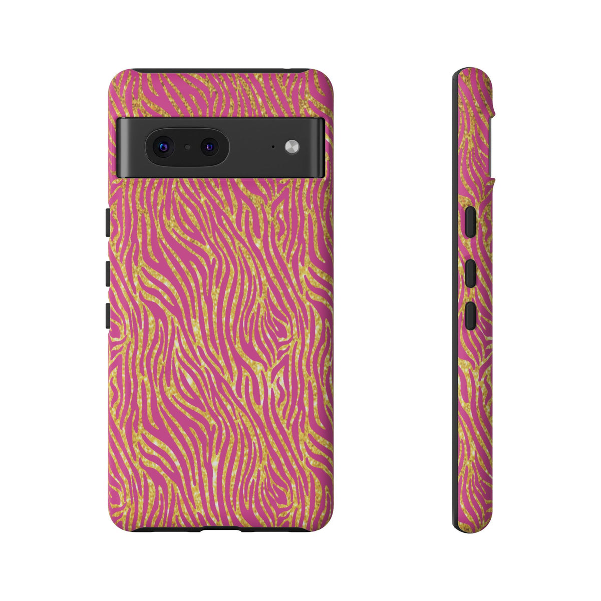 Pink Gold Zebra Print Tough Case for iPhone, Galaxy, or Google Pixel
