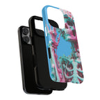 Neon Pink Skeleton Blue Tough Phone Case for iPhone, Galaxy or Google Pixel