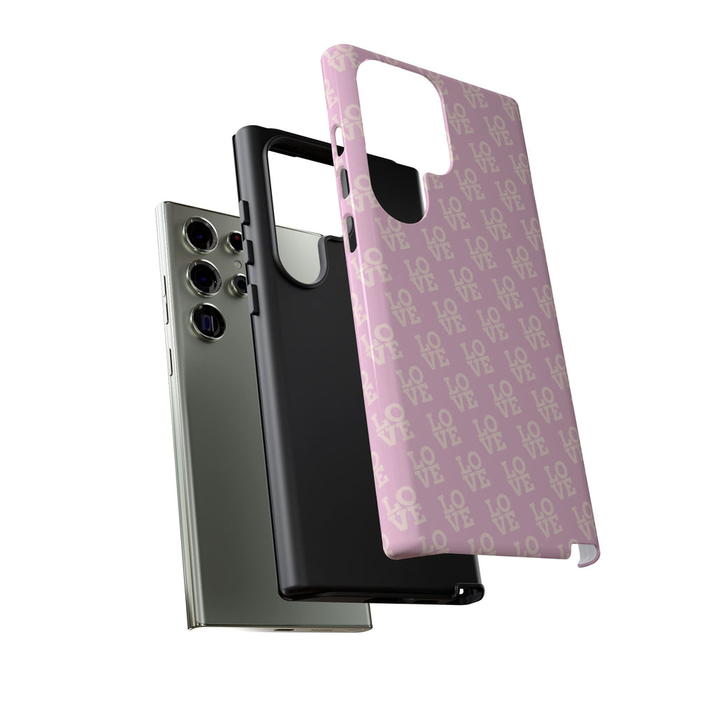 LOVE Pink Tough Phone Case for iPhone, Galaxy, or Google Pixel