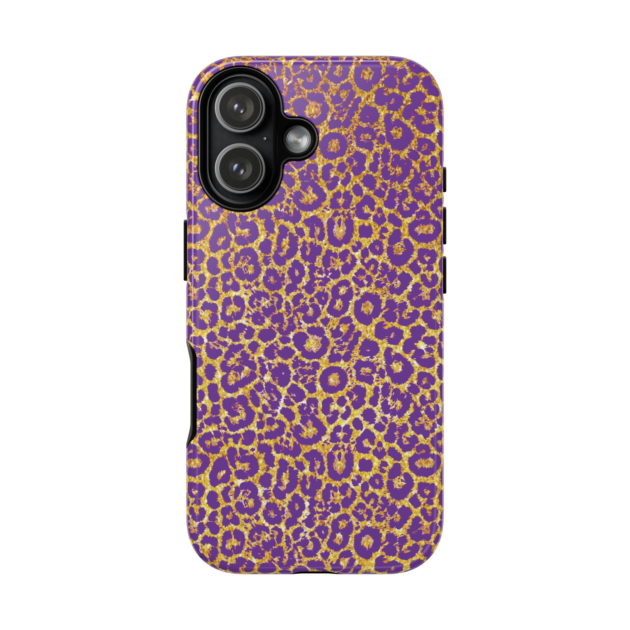 Purple Gold Leopard Tough Phone Case for iPhone, Galaxy, or Google Pixel