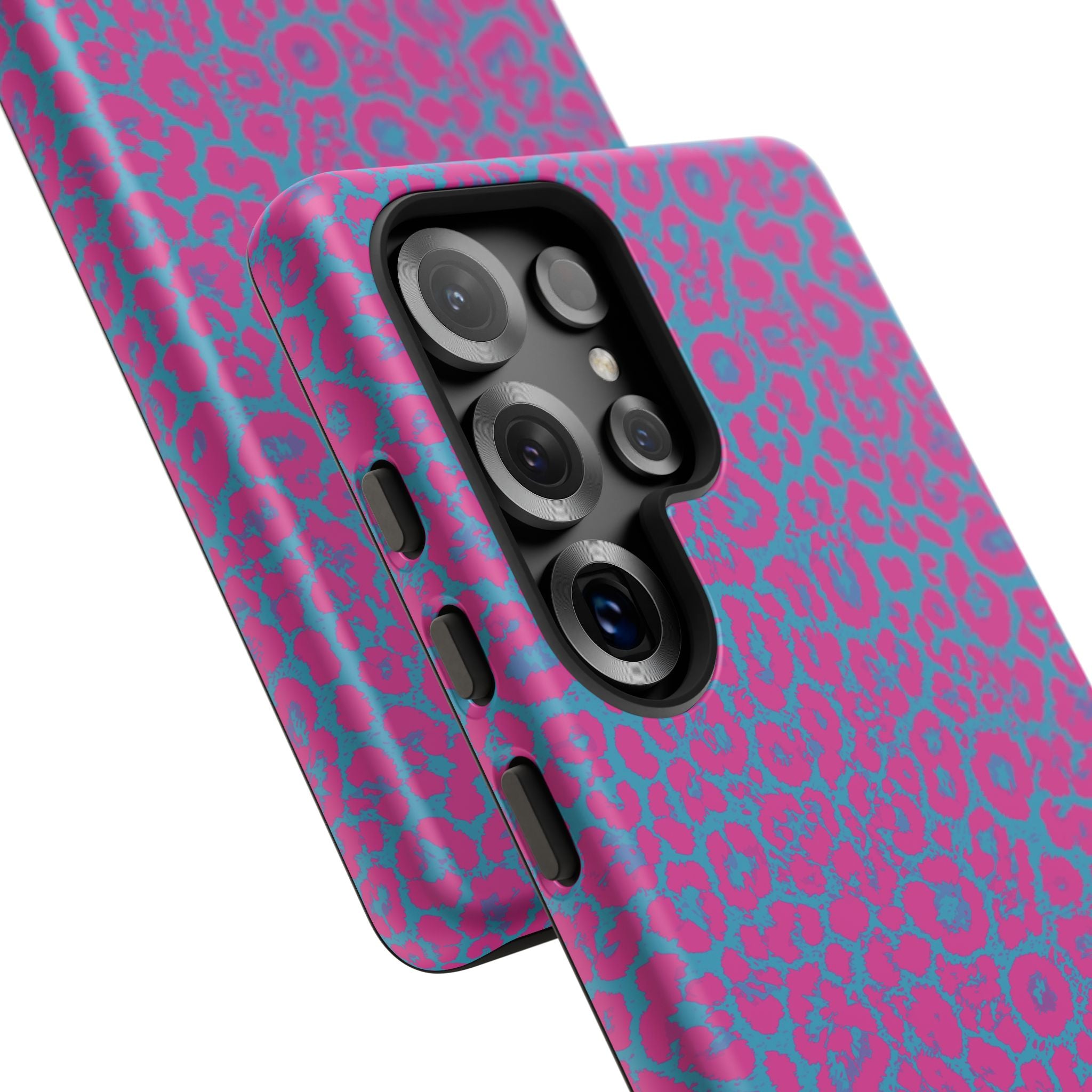 Pink Blue Leopard Tough Phone Case iPhone, Galaxy, or Google Pixel