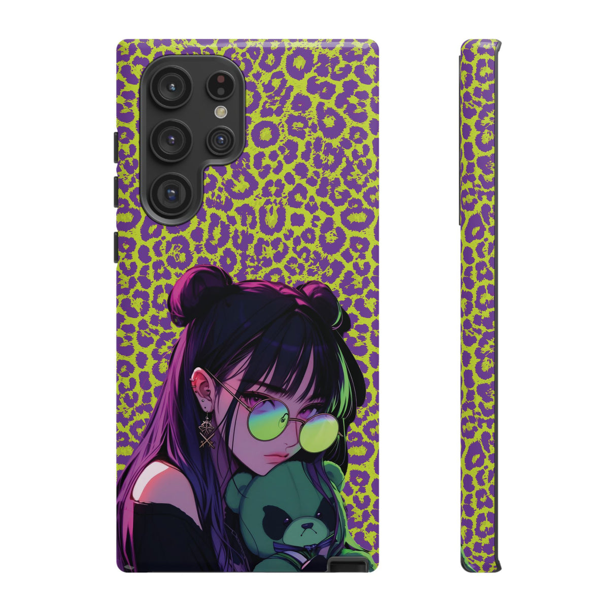 Purple Neon Lime Leopard Kz Tough Case for iPhone, Galaxy, or Google Pixel