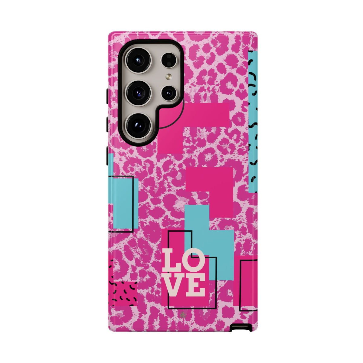 Retro Love Pink Leopard RG Tough Phone Case for iPhone, Galaxy, or Google Pixel