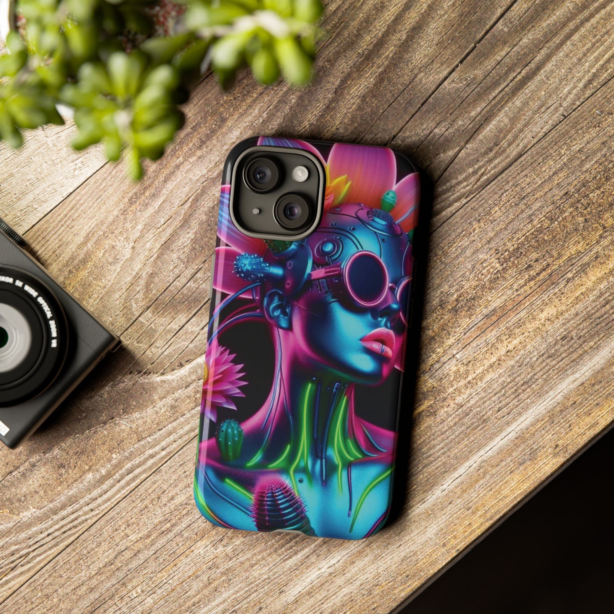 Neon Androgen Cactus Flower Tough Phone Case for iPhone, Galaxy, or Google Pixel