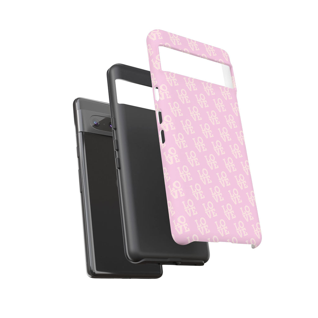 LOVE Pink Tough Phone Case for iPhone, Galaxy, or Google Pixel