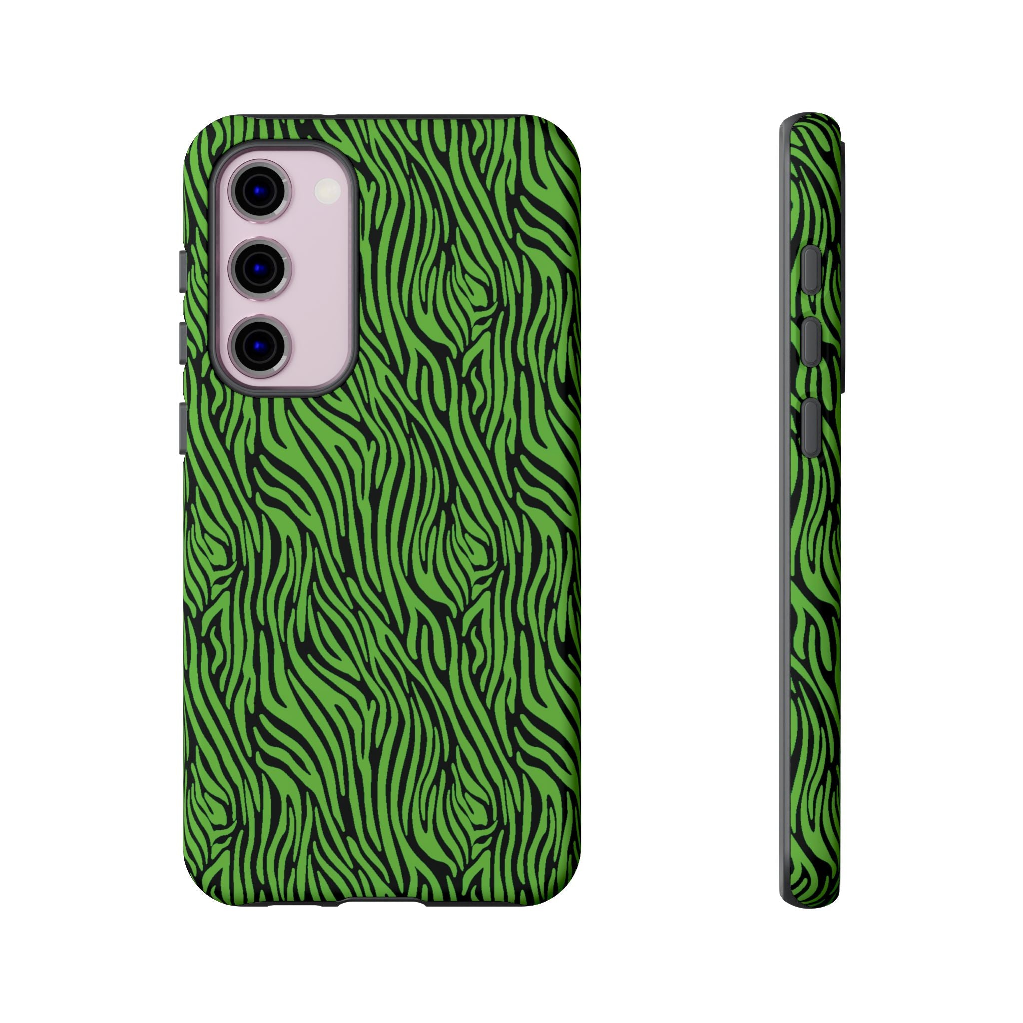 Neon Green Zebra Tough Phone Case iPhone, Galaxy, or Google Pixel