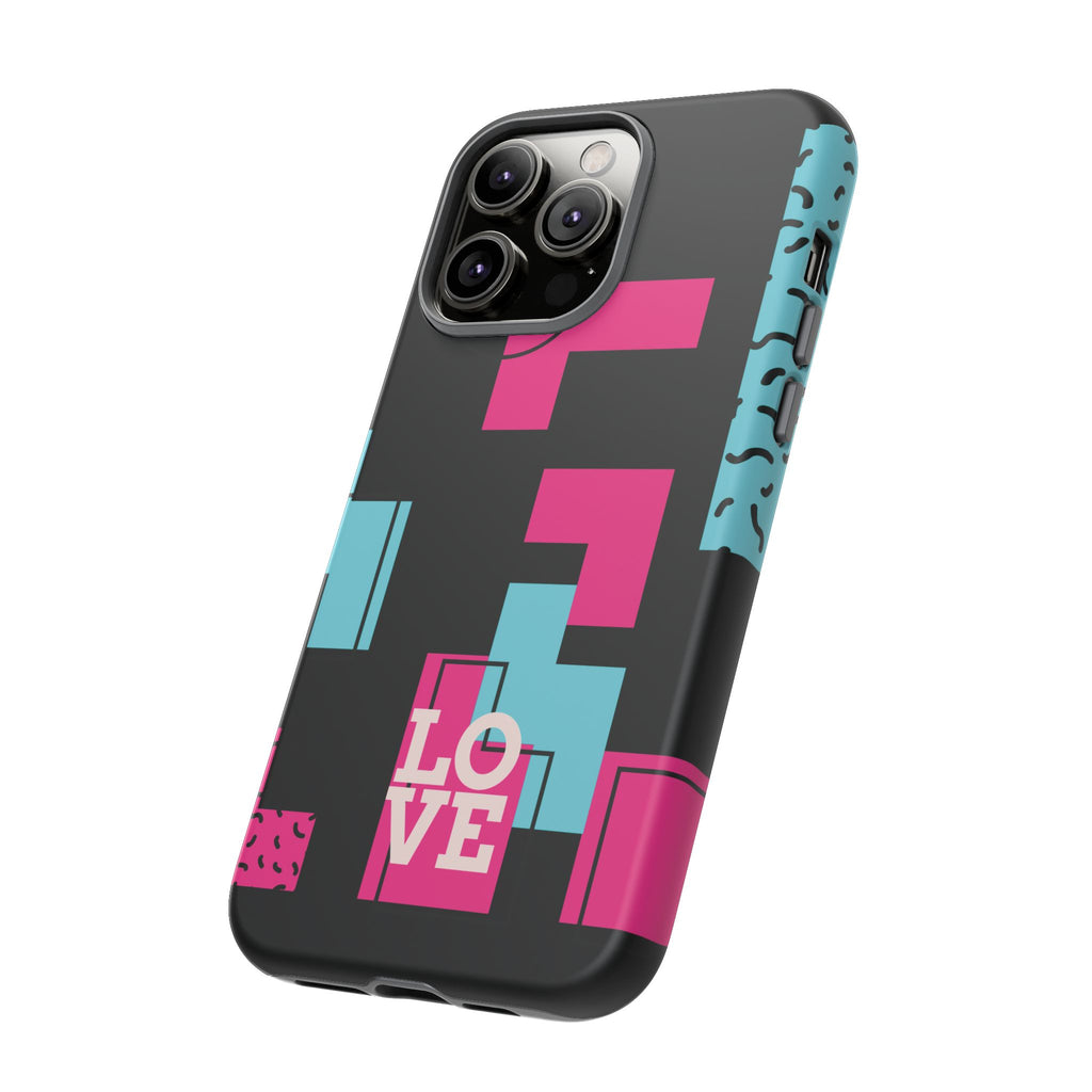Retro Blocks LOVE Tough Case for iPhone, Galaxy or Google Pixel