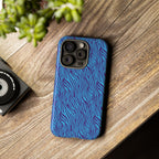 Zebra Print Blue and Purple Tough Case for iPhone, Galaxy or Google Pixel