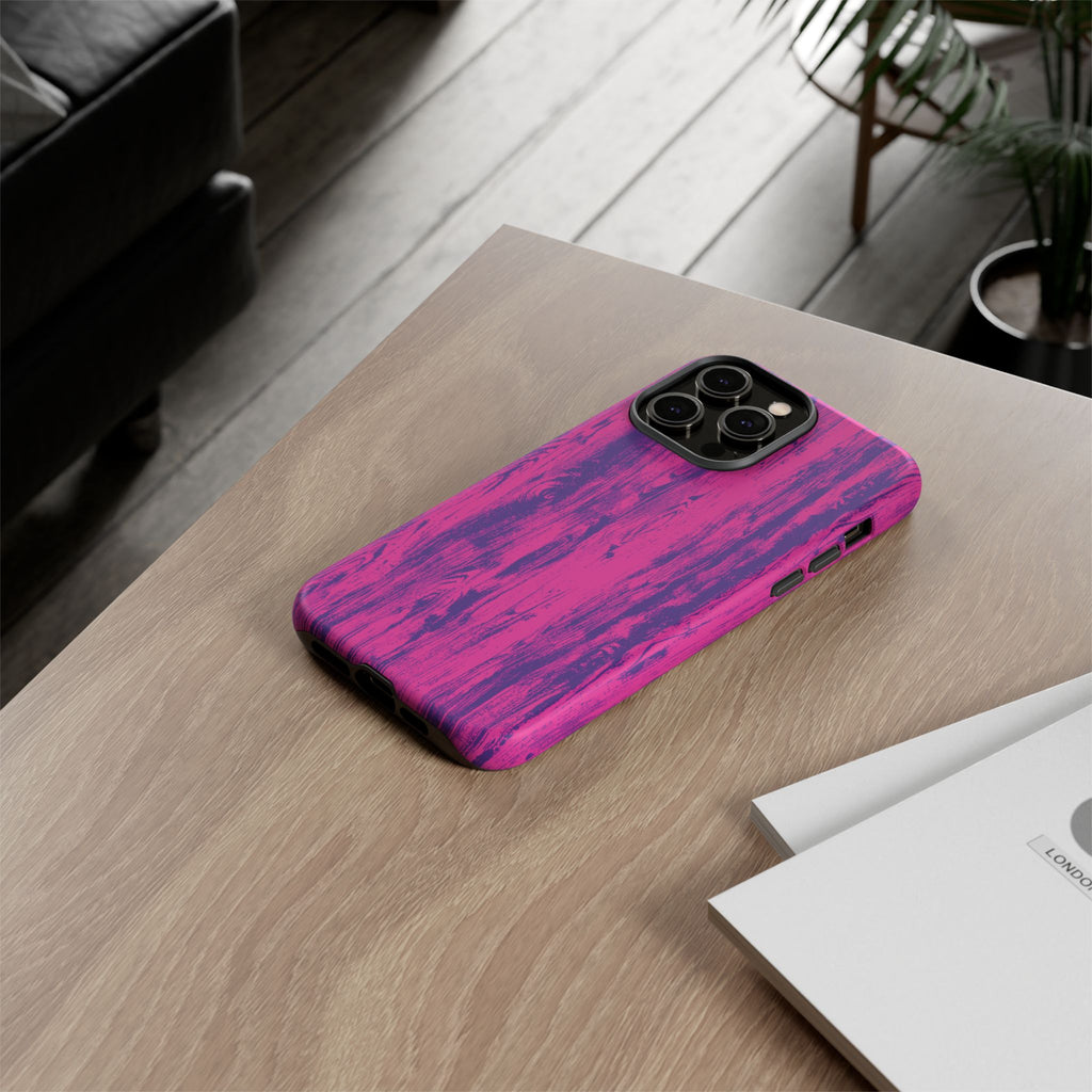 Pink Purple Wood Tough Phone Case iPhone, Galaxy, or Google Pixel