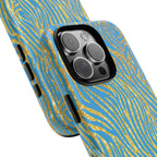Blue Gold Zebra Tough Case for iPhone, Galaxy, or Google Pixel