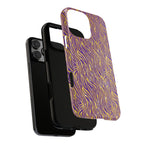 Vibrant Purple Gold Zebra Tough Phone Case iPhone, Galaxy, or Google Pixel