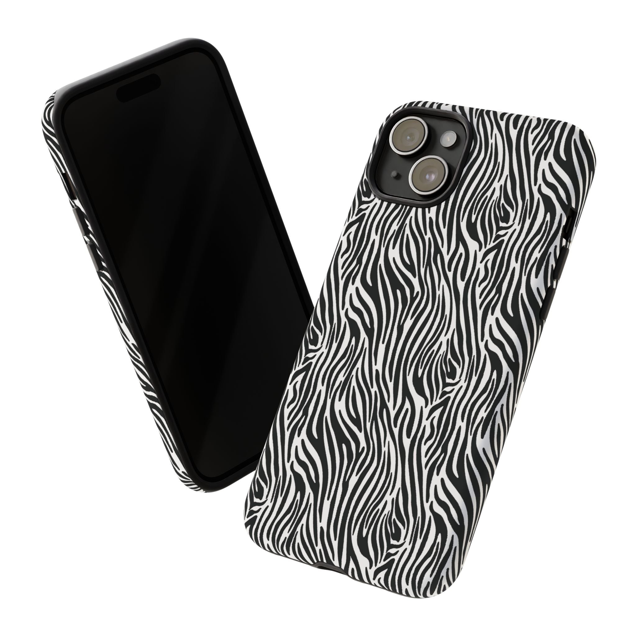 Black and White Zebra Print Tough Case iPhone, Galaxy and Google Pixel