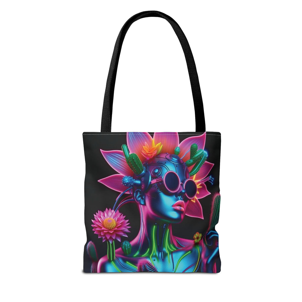 Neon Androgen Cactus Flower Tote Bags
