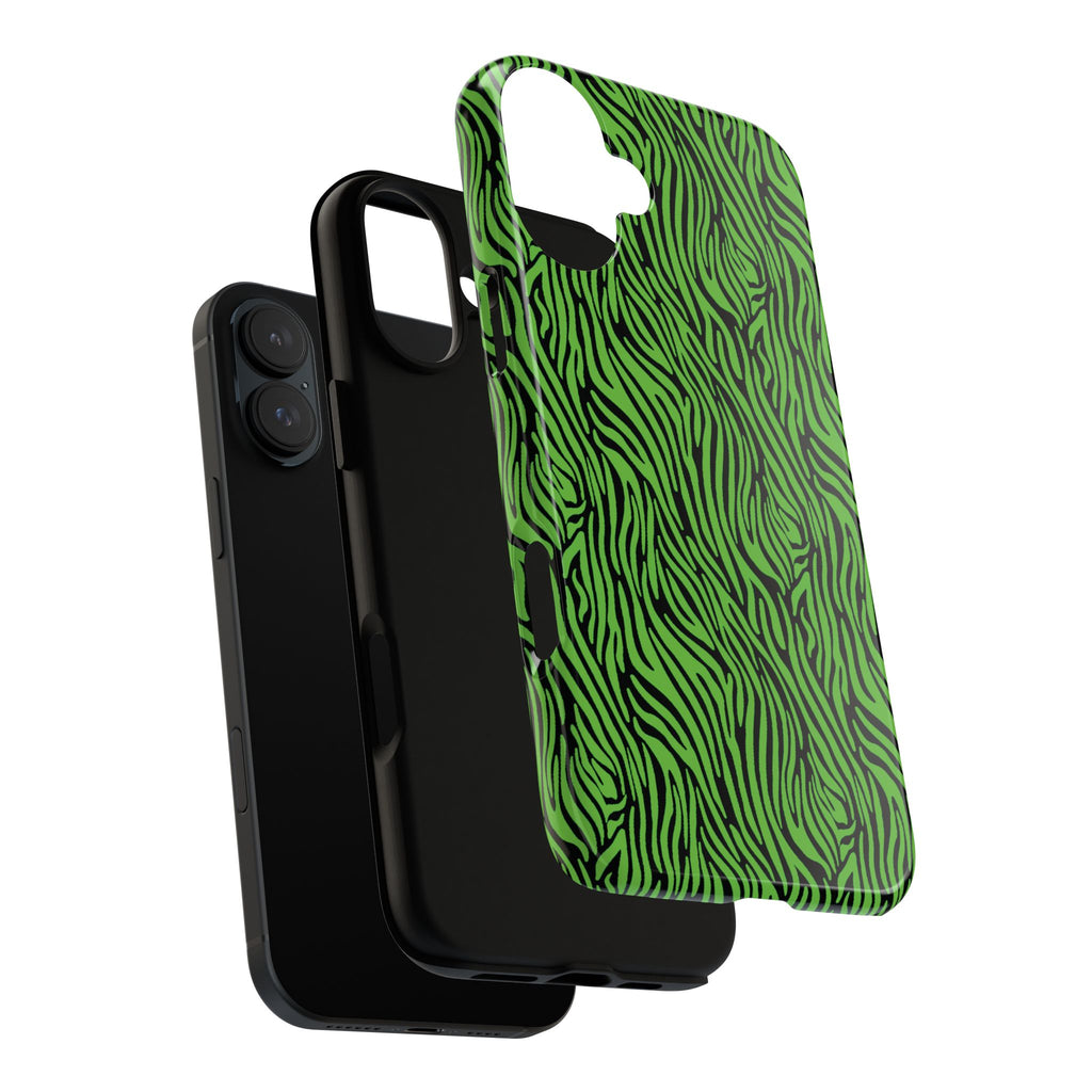 Neon Green Zebra Tough Phone Case iPhone, Galaxy, or Google Pixel