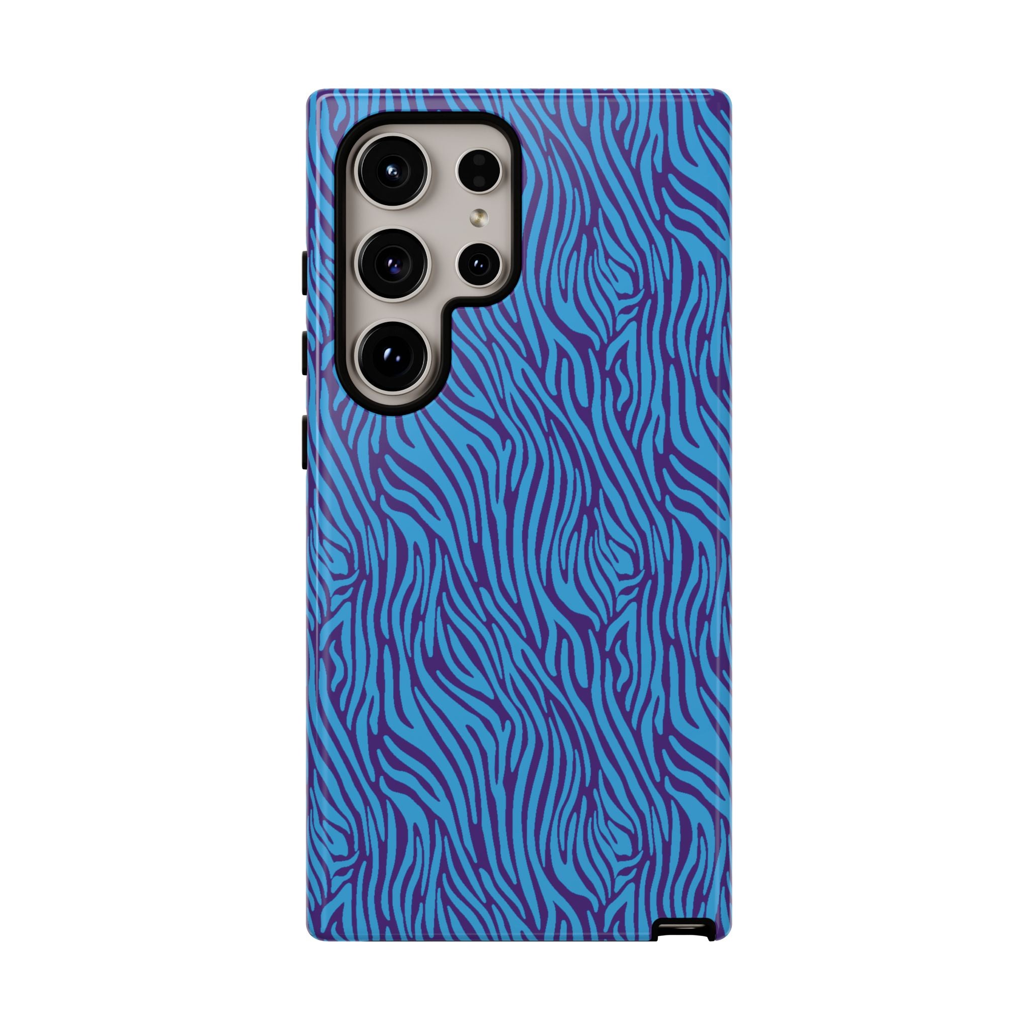 Zebra Print Blue and Purple Tough Case for iPhone, Galaxy or Google Pixel