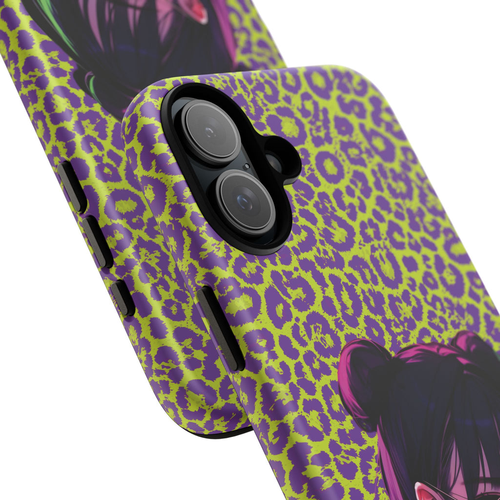 Purple Neon Lime Leopard Kz Tough Case for iPhone, Galaxy, or Google Pixel