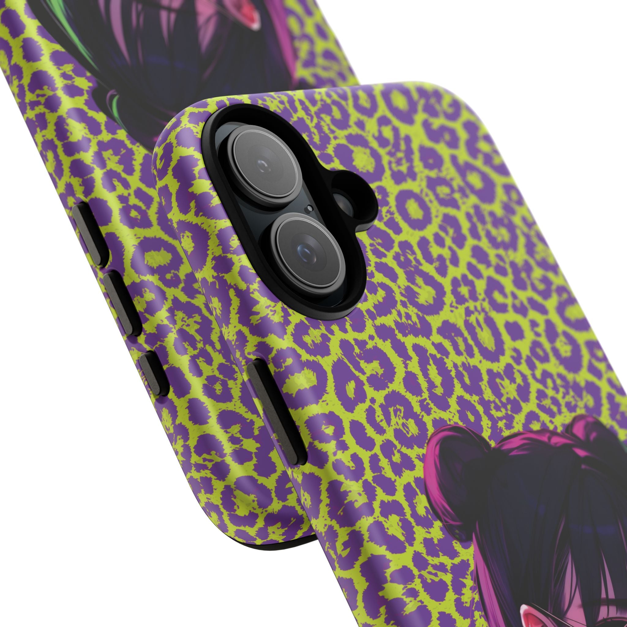 Purple Neon Lime Leopard Kz Tough Case for iPhone, Galaxy, or Google Pixel