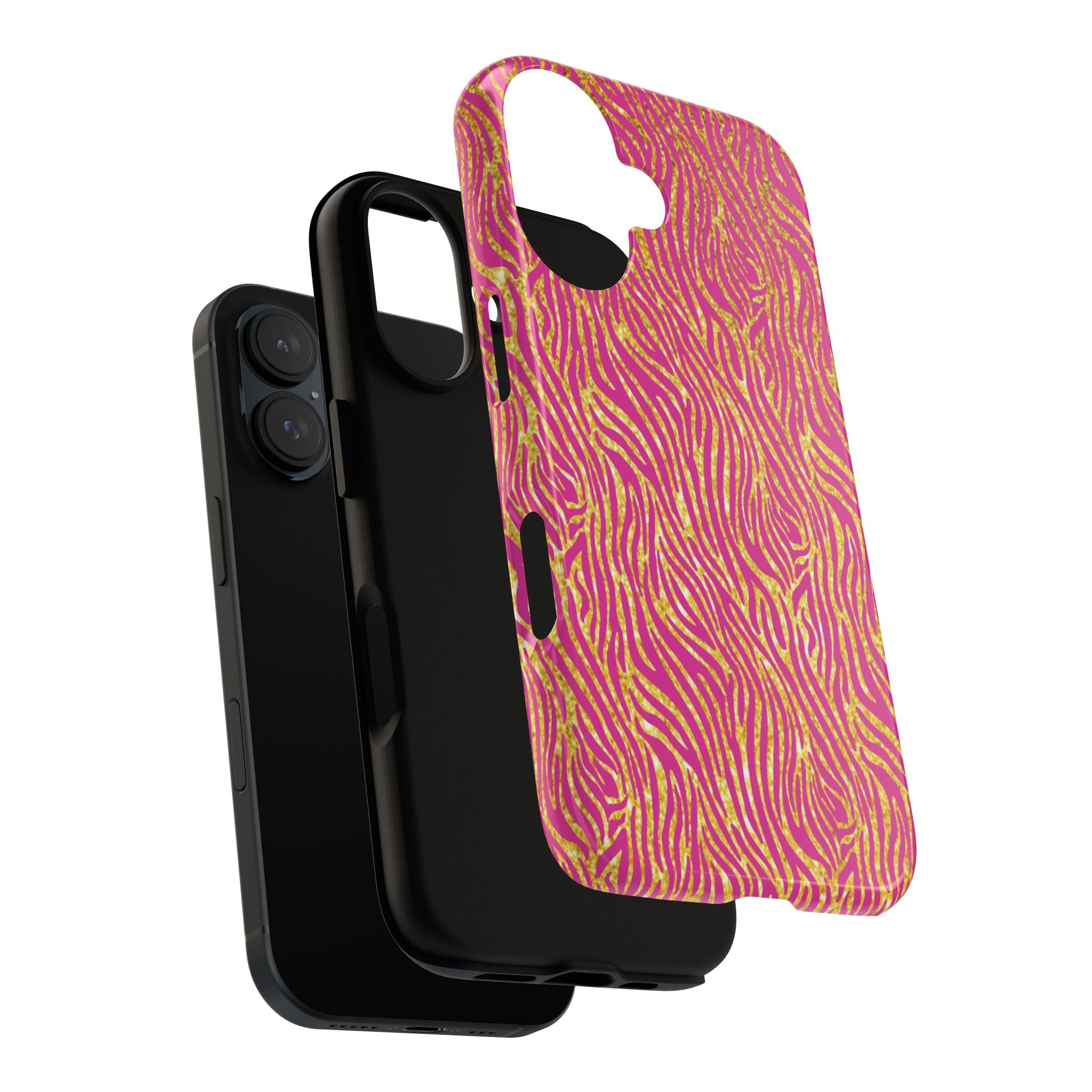 Pink Gold Zebra Print Tough Case for iPhone, Galaxy, or Google Pixel