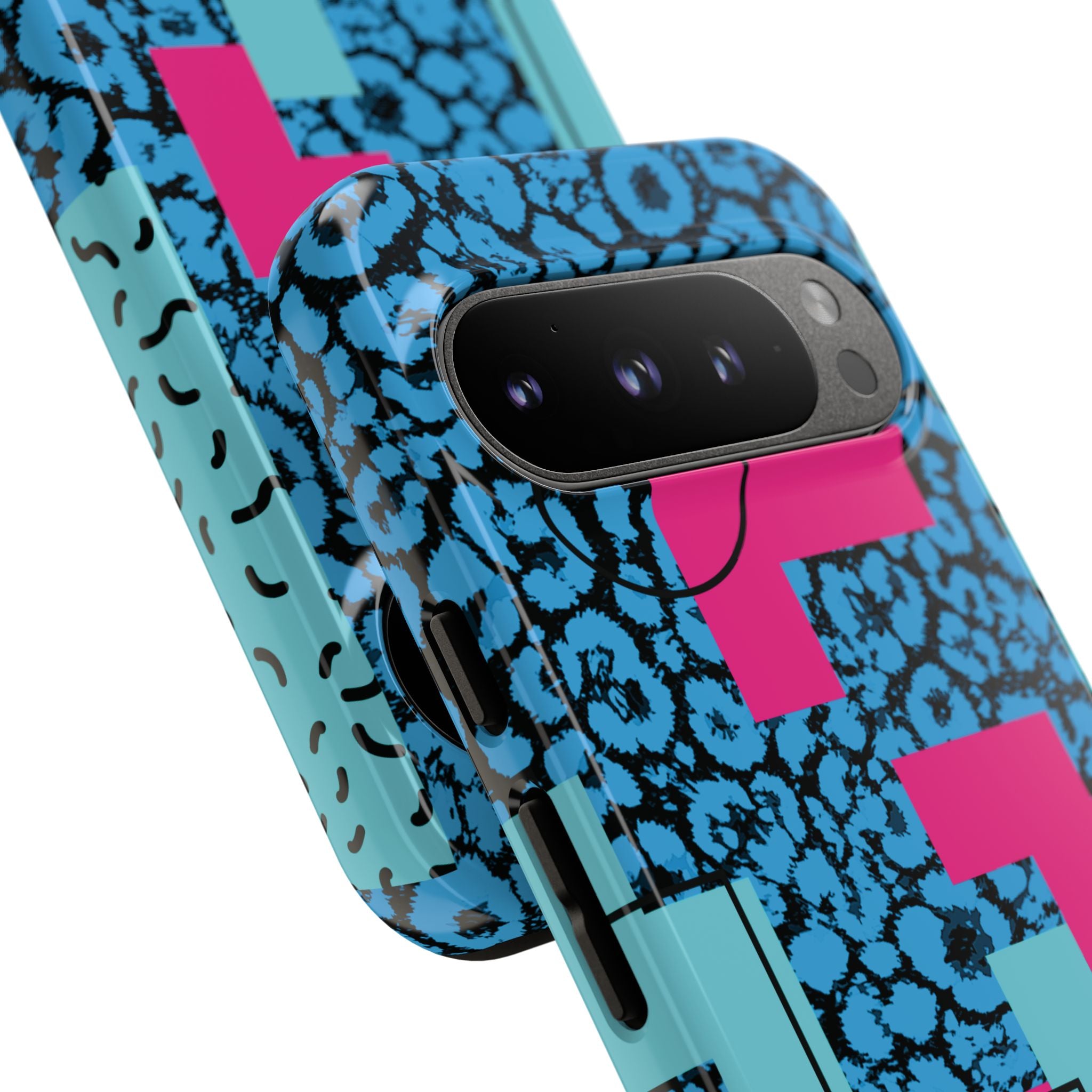 LOVE Blue Leopard 80s Vibe Tough Case for iPhone, Galaxy, or Google Pixel