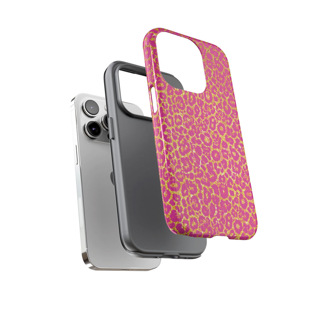 Pink Gold Leopard Tough Case for iPhone, Galaxy, or Google Pixel