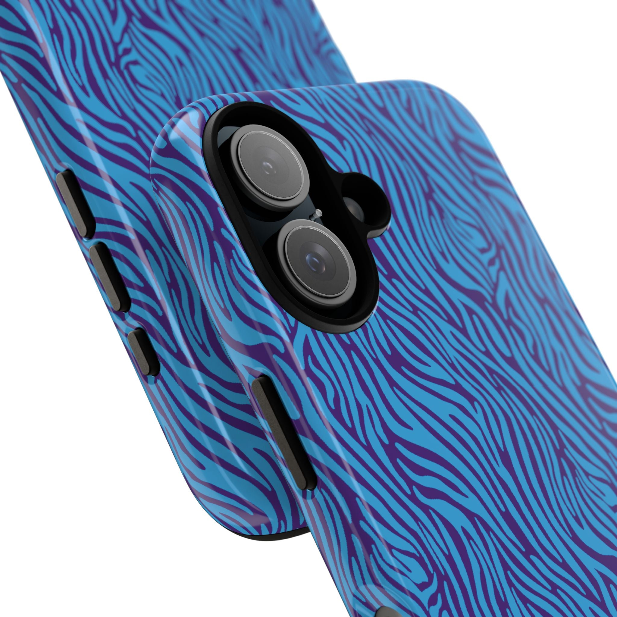 Zebra Print Blue and Purple Tough Case for iPhone, Galaxy or Google Pixel