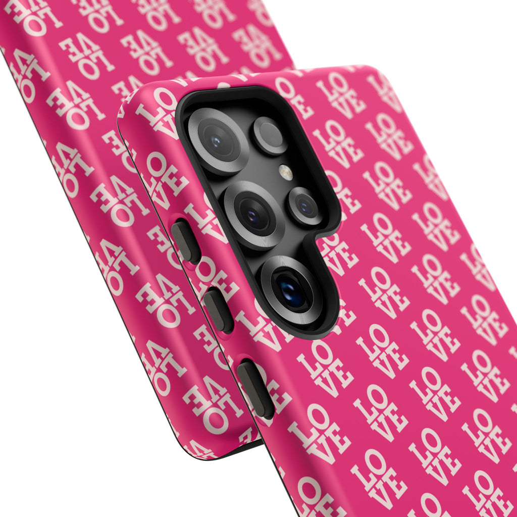 Vibrant Pink LOVE Tough Case iPhone, Galaxy, or Google Pixel
