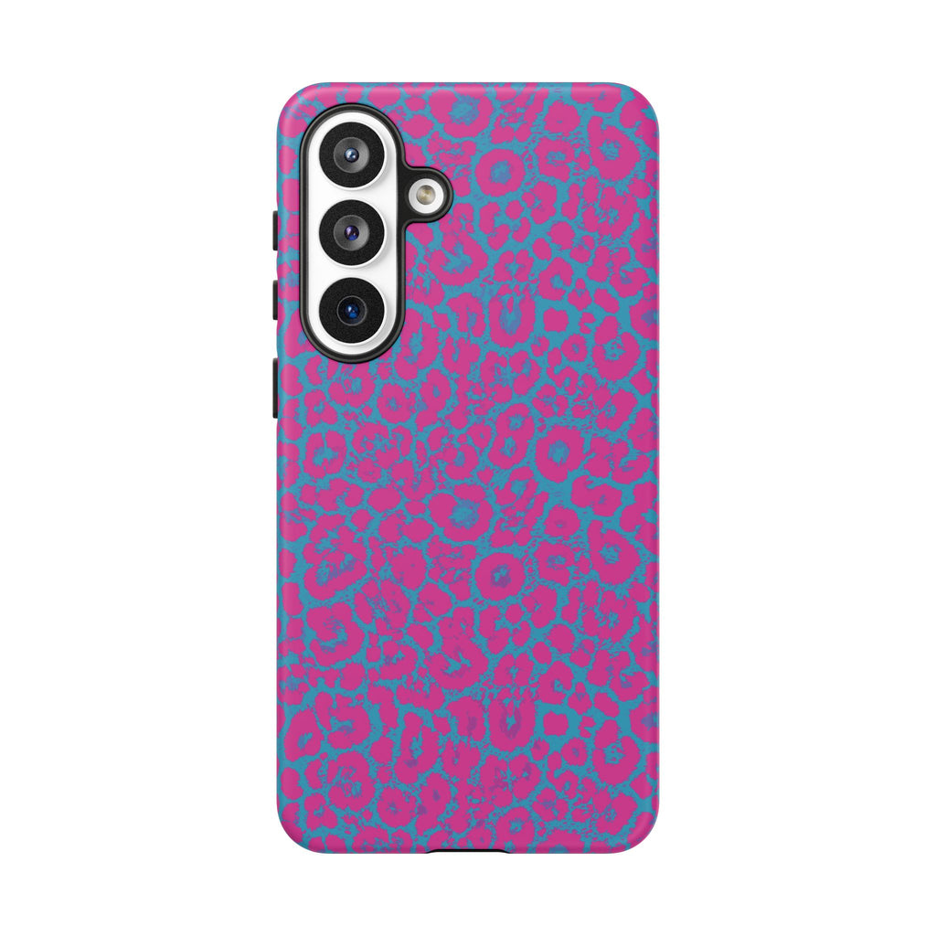Pink Blue Leopard Tough Phone Case iPhone, Galaxy, or Google Pixel