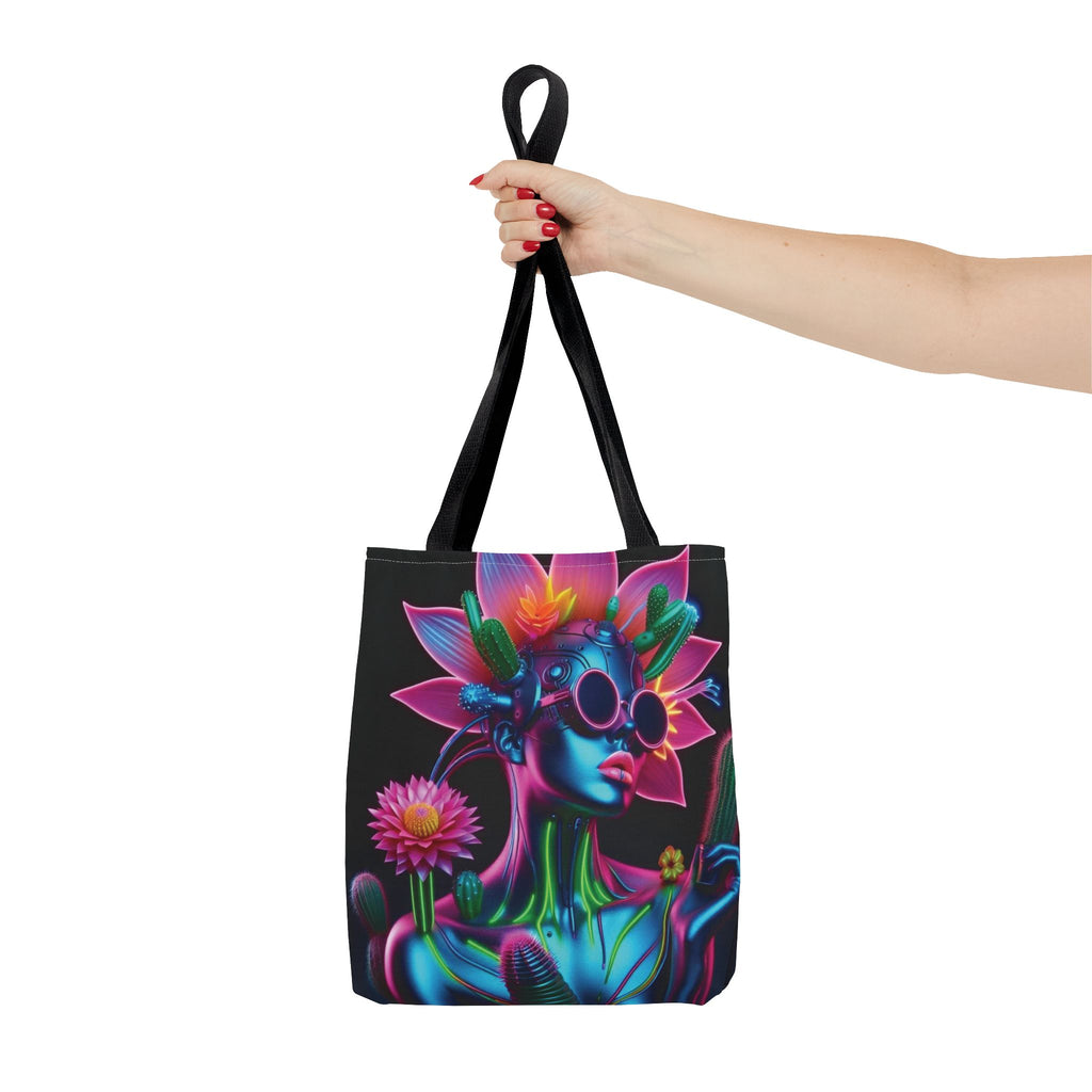 Neon Androgen Cactus Flower Tote Bags