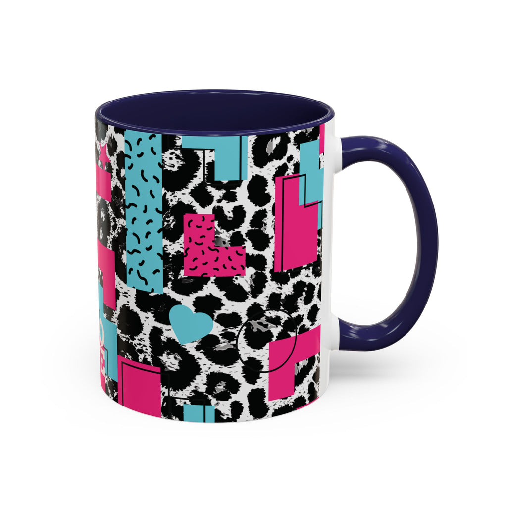 Retro Vibes Love Blocks Leopard Print Coffee Mug Kitchen Decor, Gift