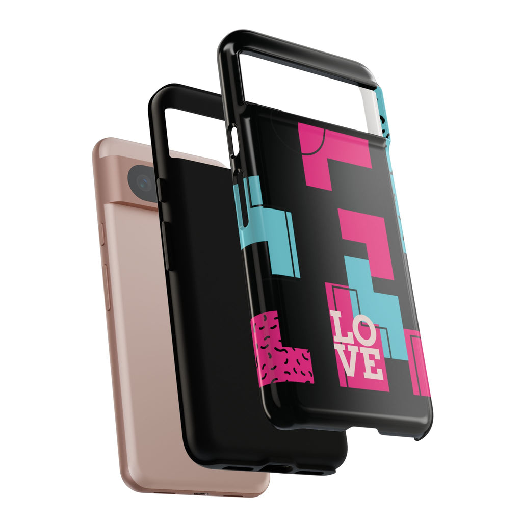 Retro Blocks LOVE Tough Case for iPhone, Galaxy or Google Pixel