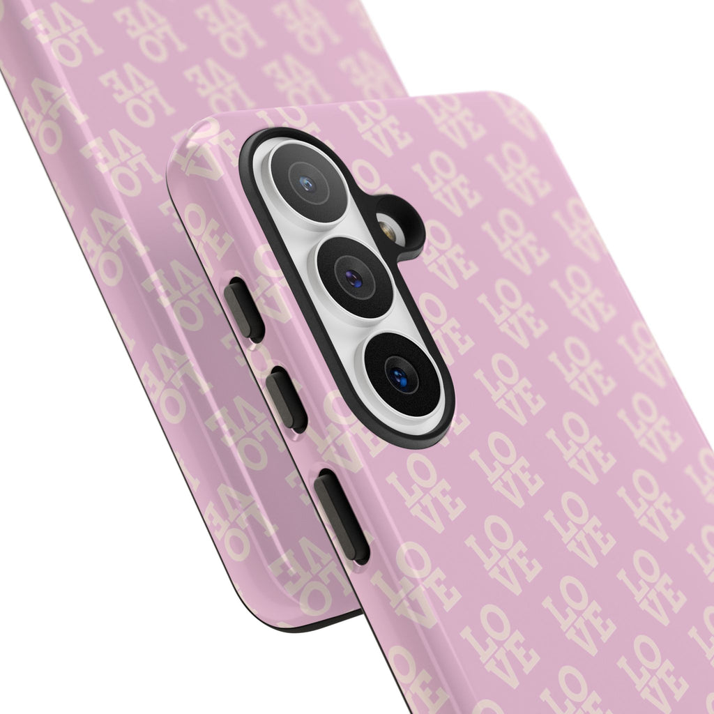 Pink 'LOVE' Pattern Tough Phone Case