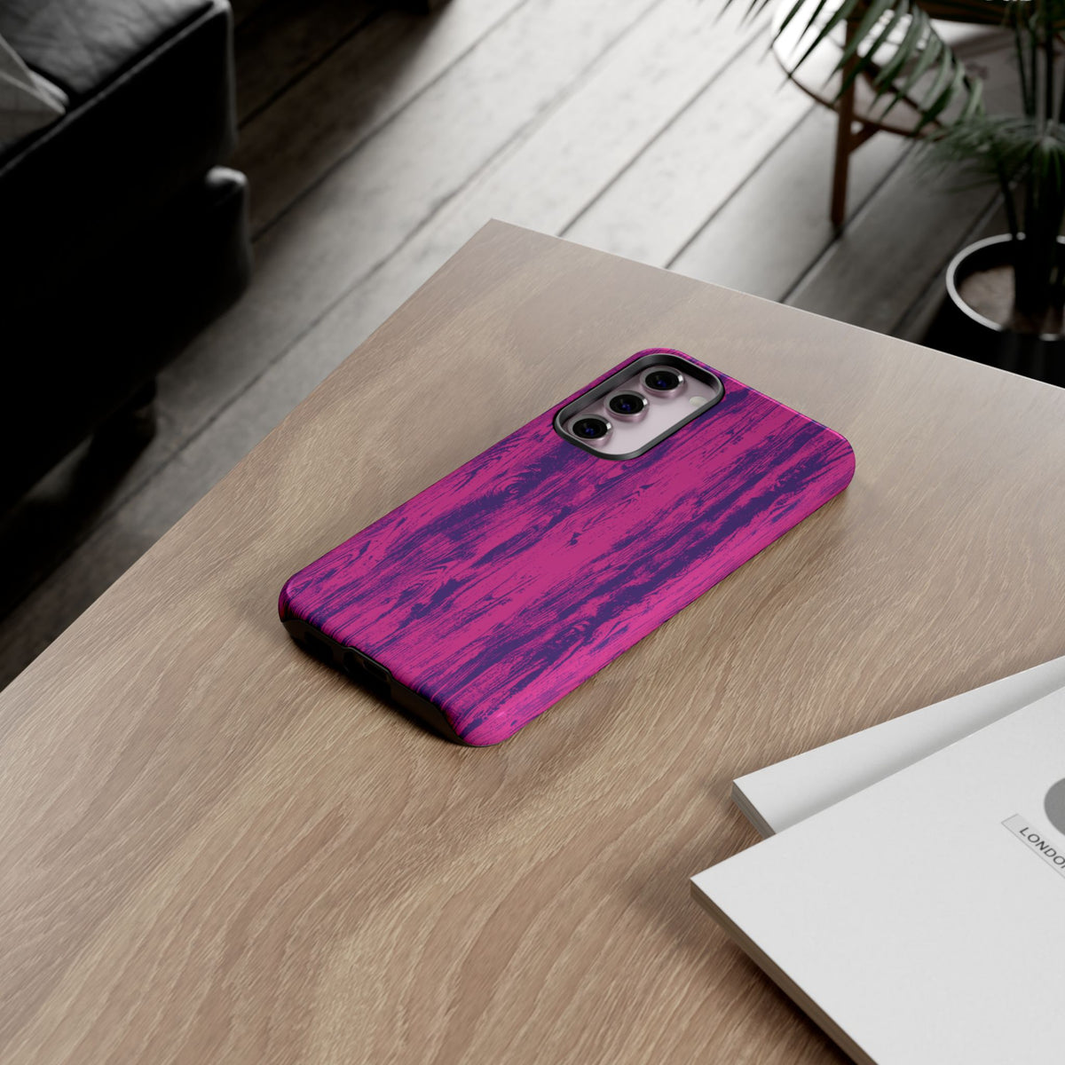 Pink Purple Wood Print Tough Phone Case iPhone, Galaxy, or Google Pixel