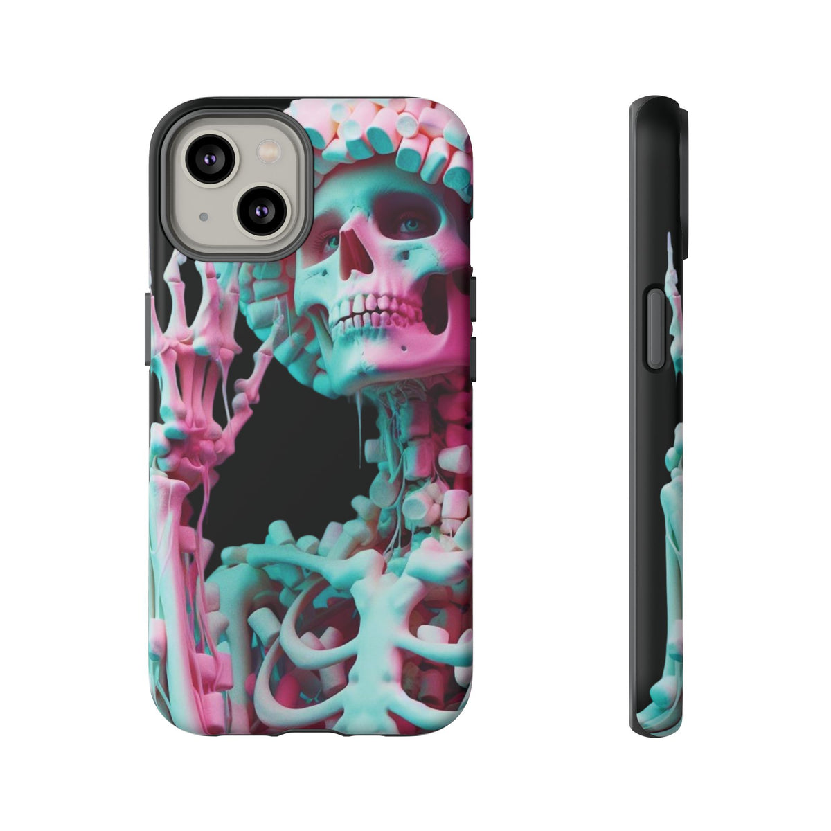 Neon Pink Skeleton (Black) Tough Phone Case for iPhone, Galaxy, or Google Pixel