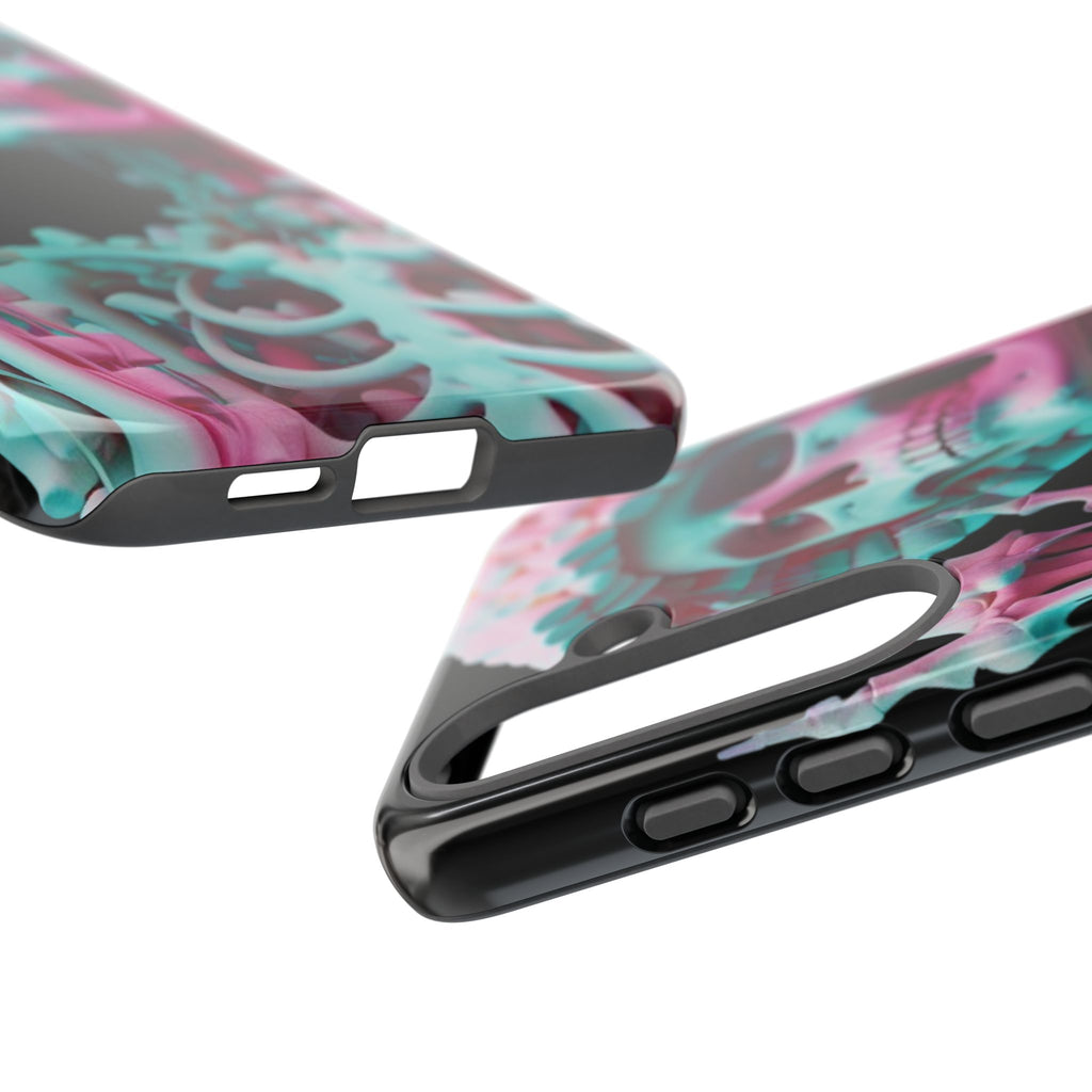 Neon Pink Skeleton (Black) Tough Phone Case for iPhone, Galaxy, or Google Pixel