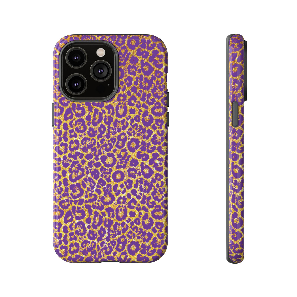 Purple Gold Leopard Tough Phone Case for iPhone, Galaxy, or Google Pixel
