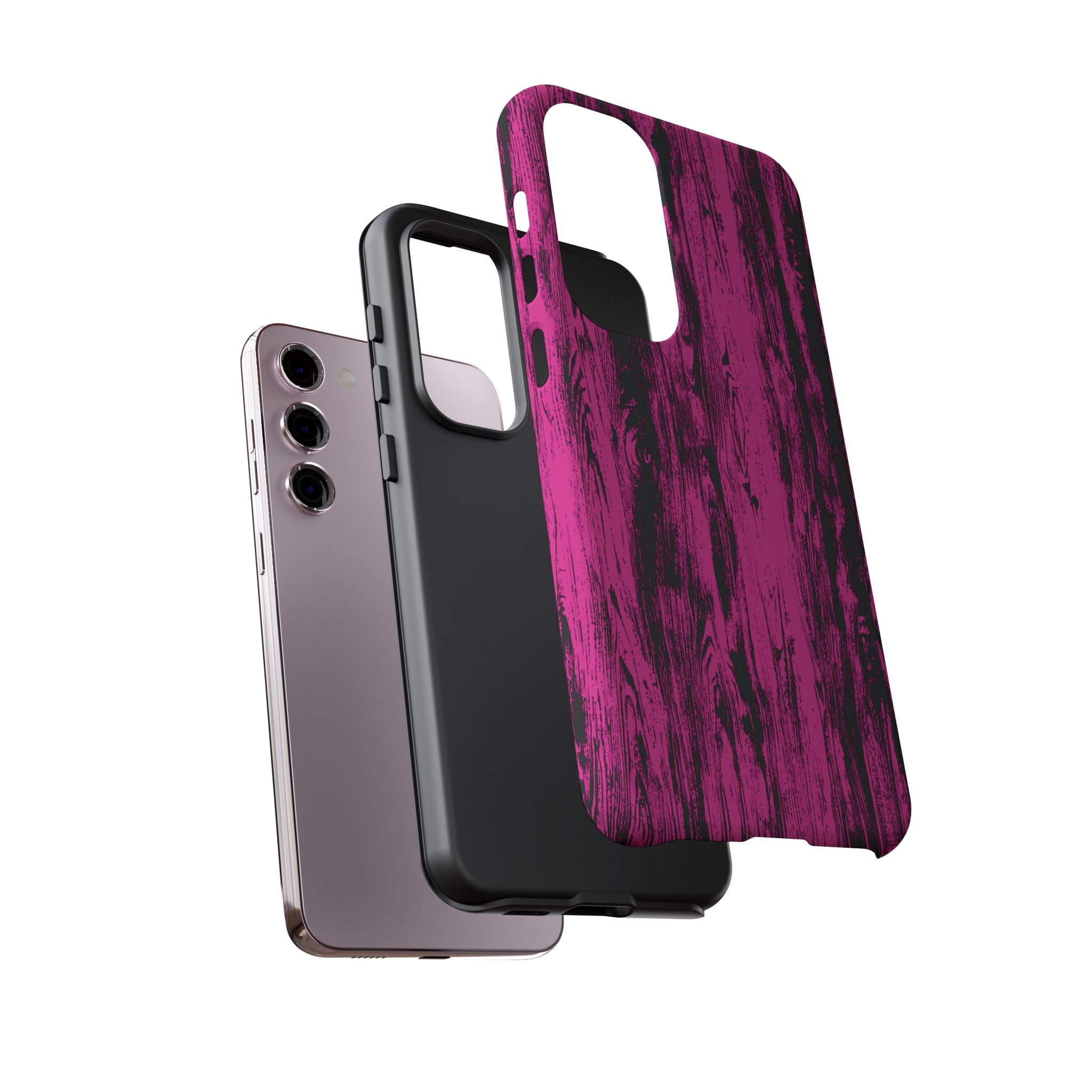 Hot Pink wood print Design Tough Phone Case for iPhone, Galaxy, or Google Pixel