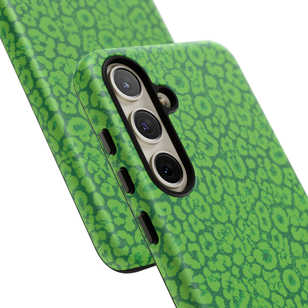 Neon Green Leopard Tough Phone Case for iPhone, Galaxy, or Google Pixel