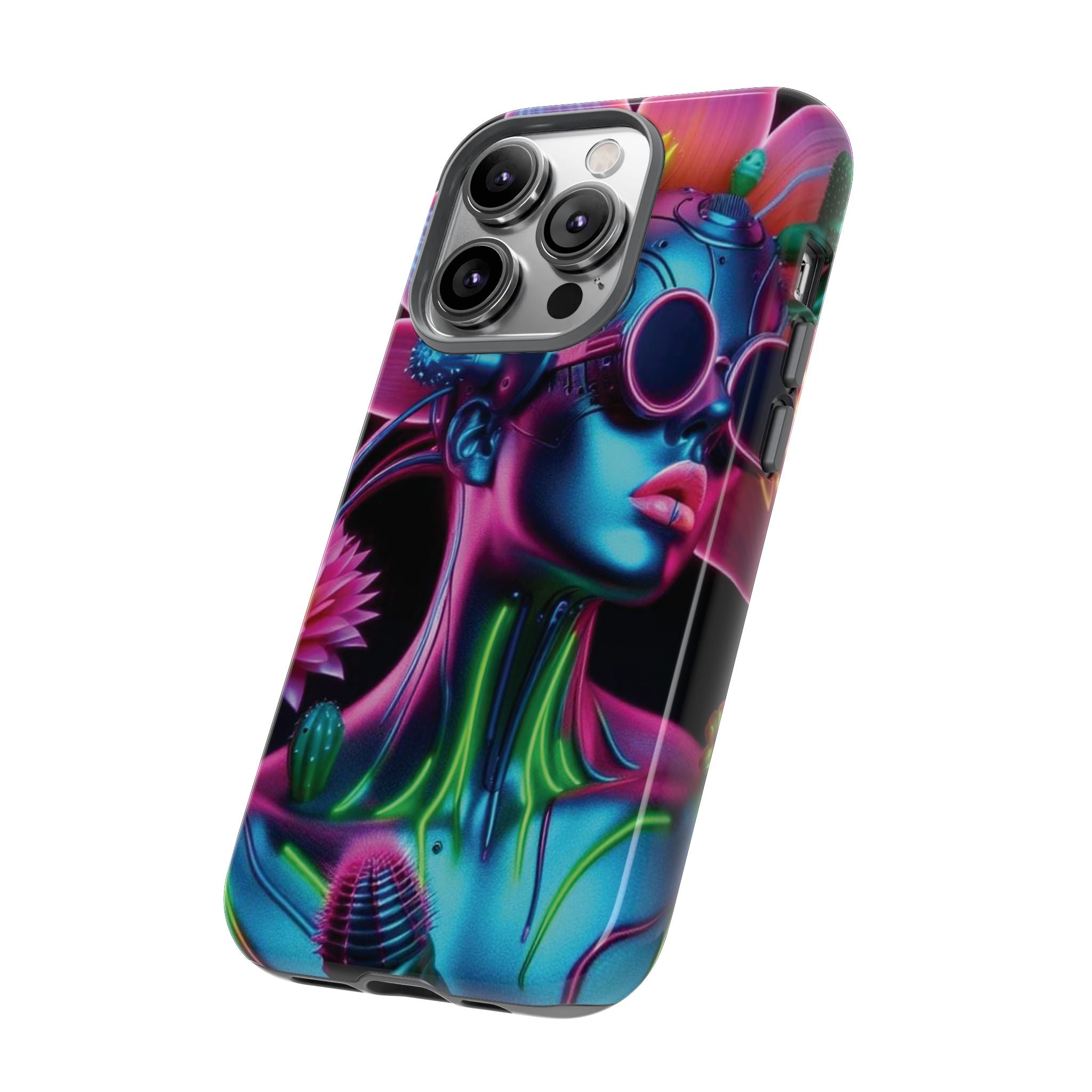 Neon Androgen Cactus Flower Tough Phone Case for iPhone, Galaxy, or Google Pixel