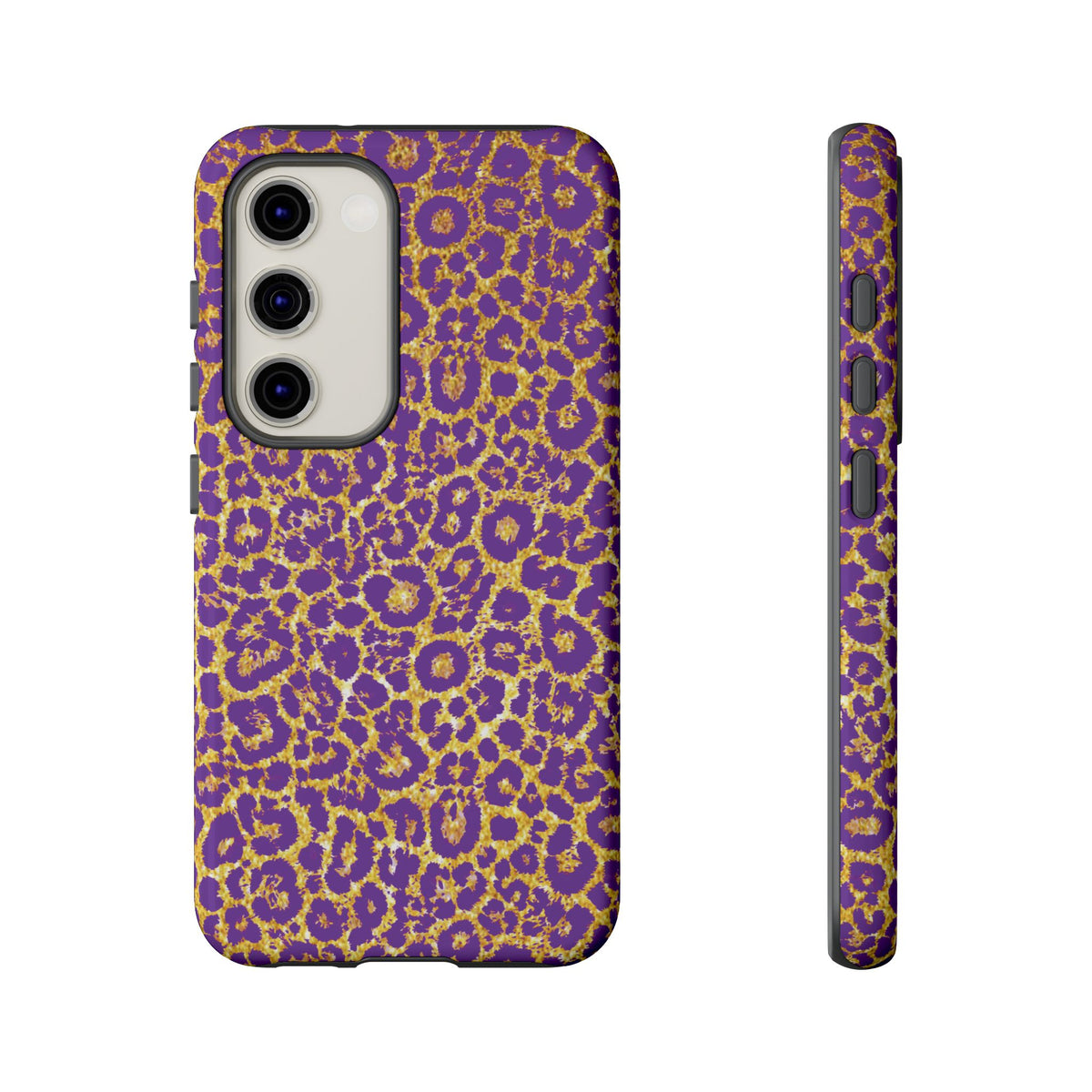 Purple Gold Leopard Tough Phone Case for iPhone, Galaxy, or Google Pixel