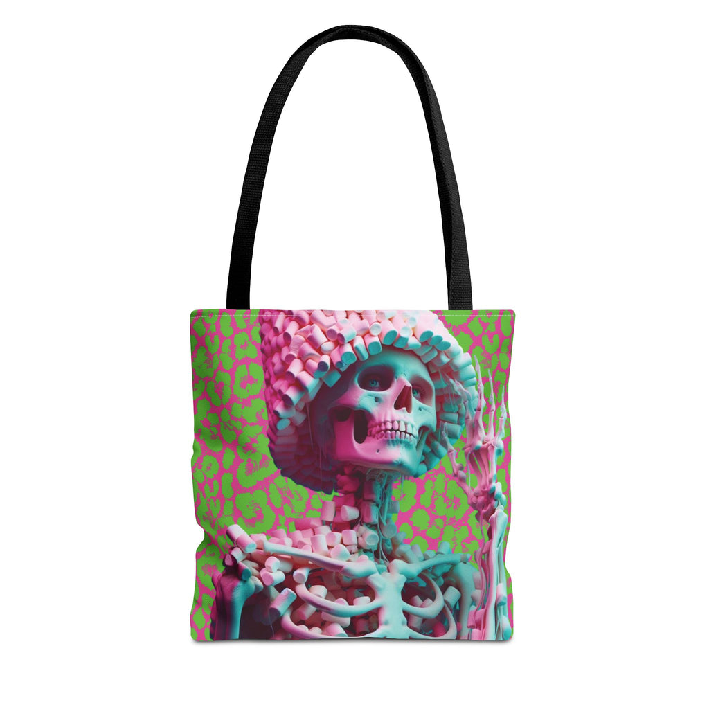 Skeleton Neon Pink Lime Leopard Tote Bag