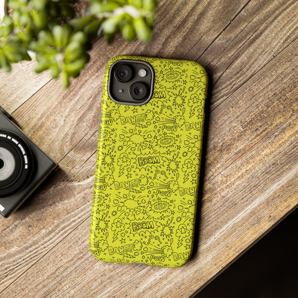 Neon Yellow Wow RG Tough Phone Case for iPhone, Galaxy, or Google Pixel