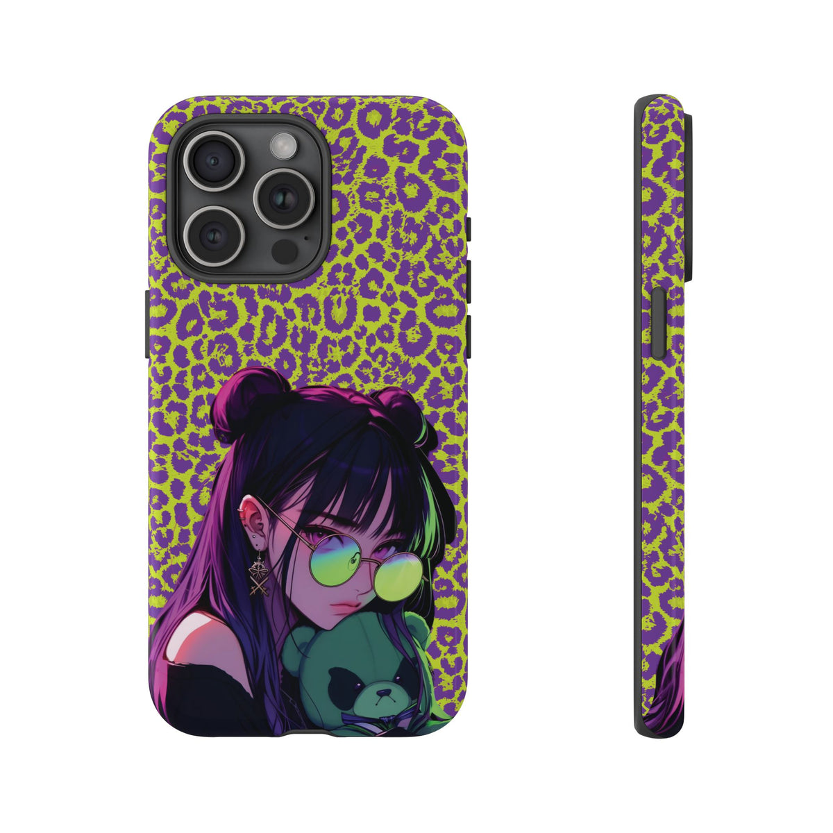 Purple Neon Lime Leopard Kz Tough Case for iPhone, Galaxy, or Google Pixel