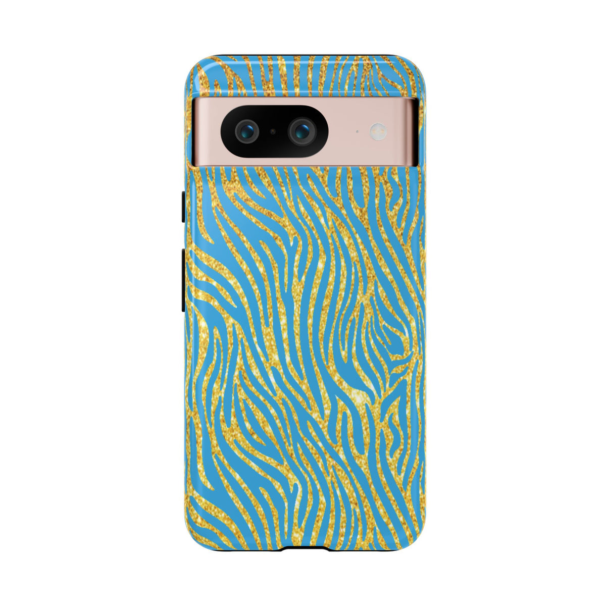 Blue Gold Zebra Tough Case for iPhone, Galaxy, or Google Pixel