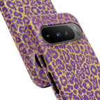 Purple Gold Leopard Tough Phone Case for iPhone, Galaxy, or Google Pixel